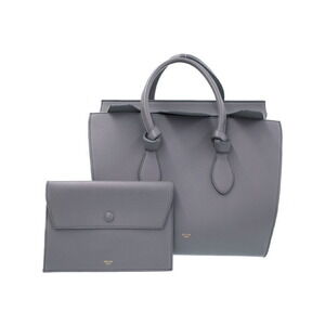 Celine Tie Knot Tote Bag grained calfskin leather Black